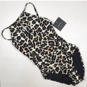 Ellen Tracy Women High Neck Over the Shoulder One Piece animal print swimsuit 6